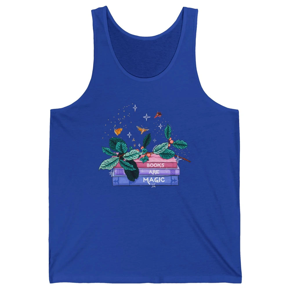 Aesthetic Books Are Magic Butterfly Floral Bookish Plant Unisex Jersey Tank