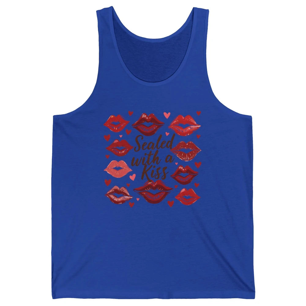 Sealed With A Kiss Sexy Red Lips Happy Valentine's Day Heart Love Unisex Jersey Tank