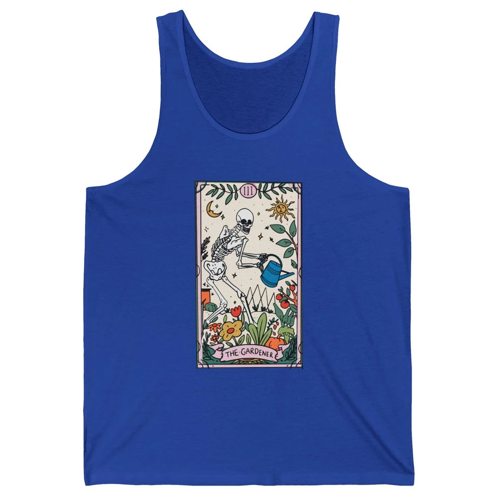 Gardening Because Murder Is Wrong Tarot Skeleton Gardener Unisex Jersey Tank