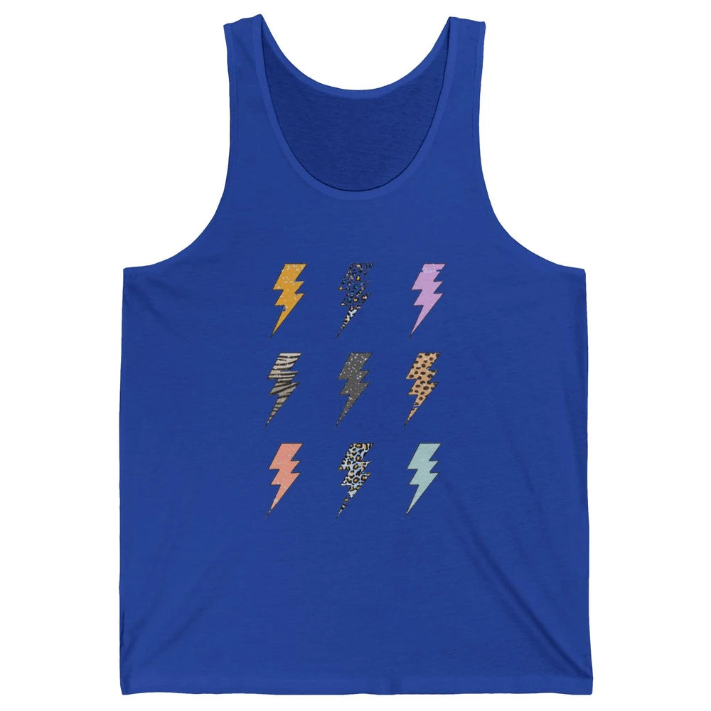 Preppy Lightning Bolt Colorful Leopard Cheetah Western Retro Unisex Jersey Tank