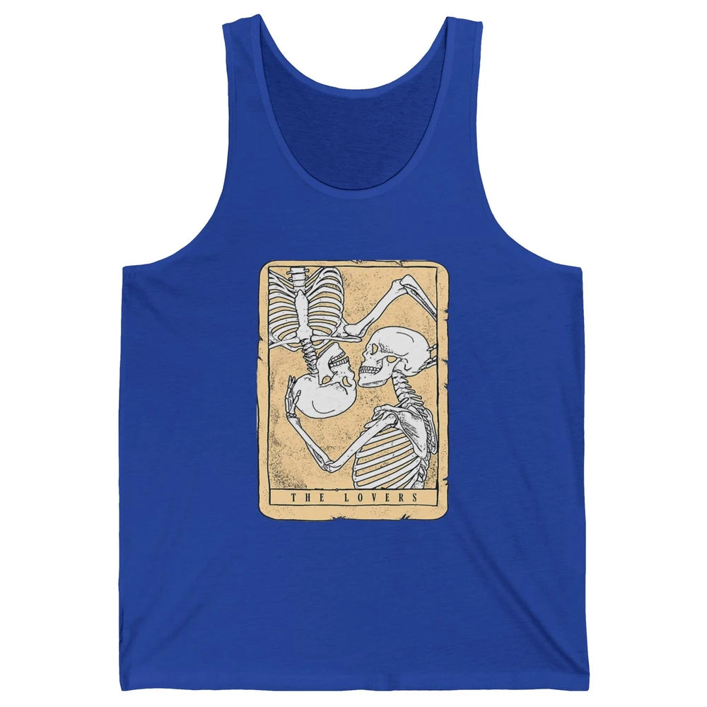 Tarot Card The Lovers Skeleton Couple Funny Skull Vintage Astrology Gothic Happy Valentine's Day Unisex Jersey Tank