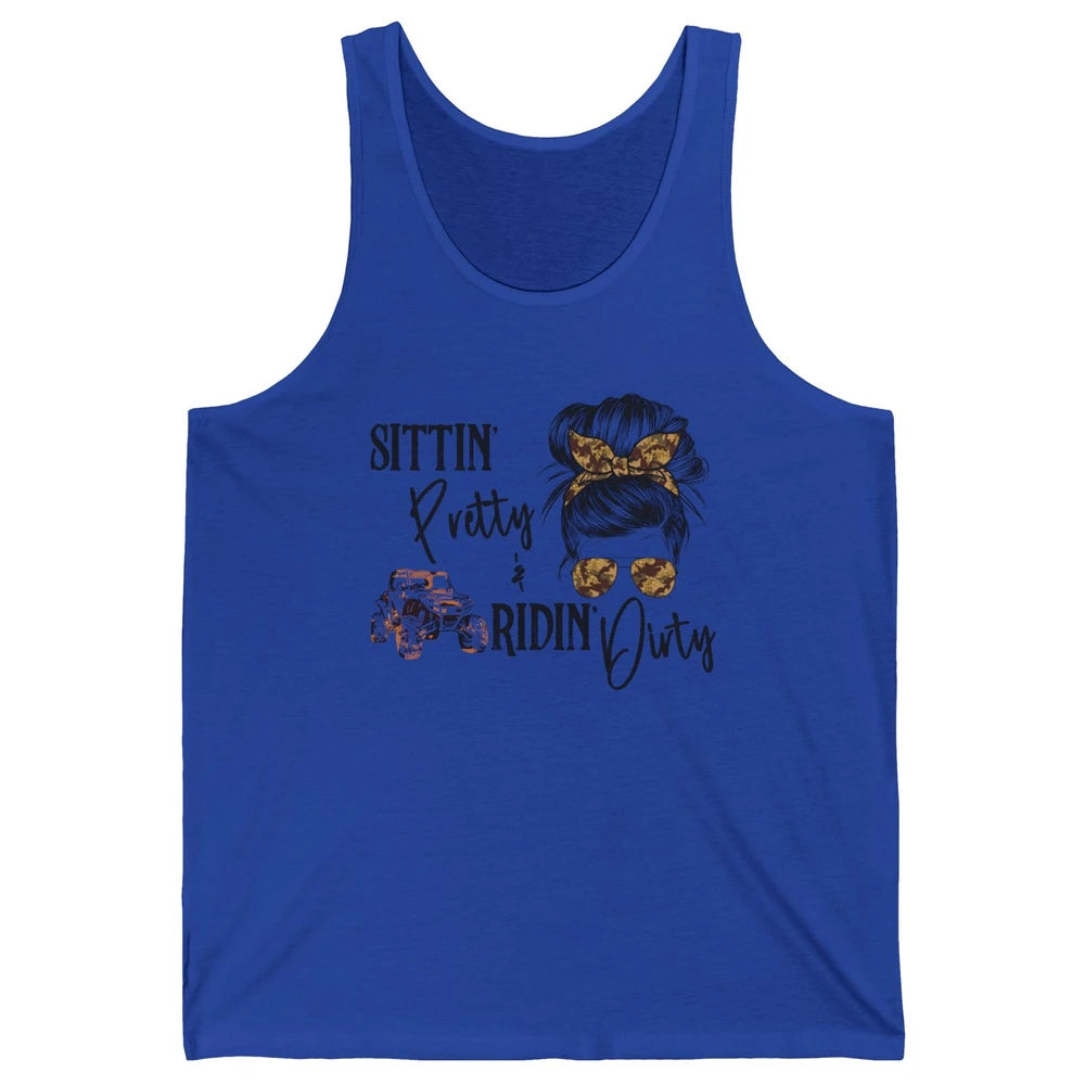 Mud Riding ATV Messy Bun Ride RZR SXS Life Country Girls Unisex Jersey Tank
