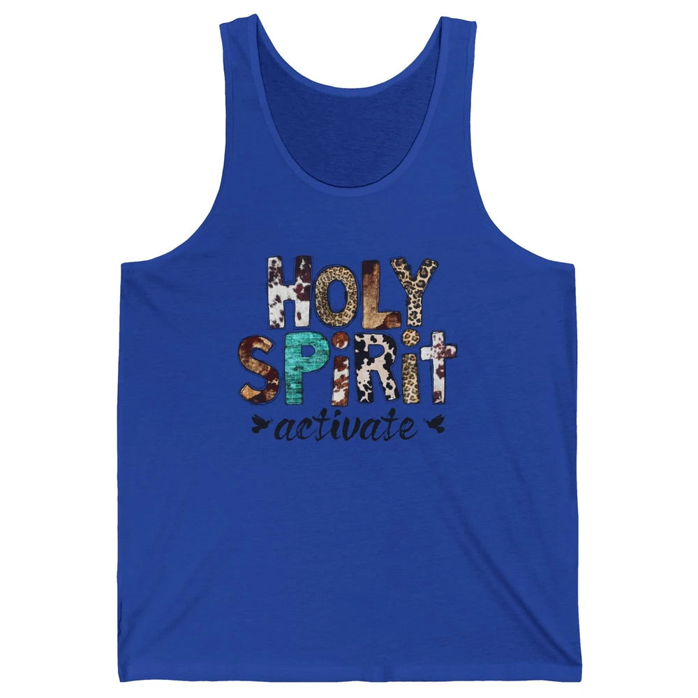 Retro Leopard Holy Spirit Activate Cowboy Rodeo Western Girl Unisex Jersey Tank