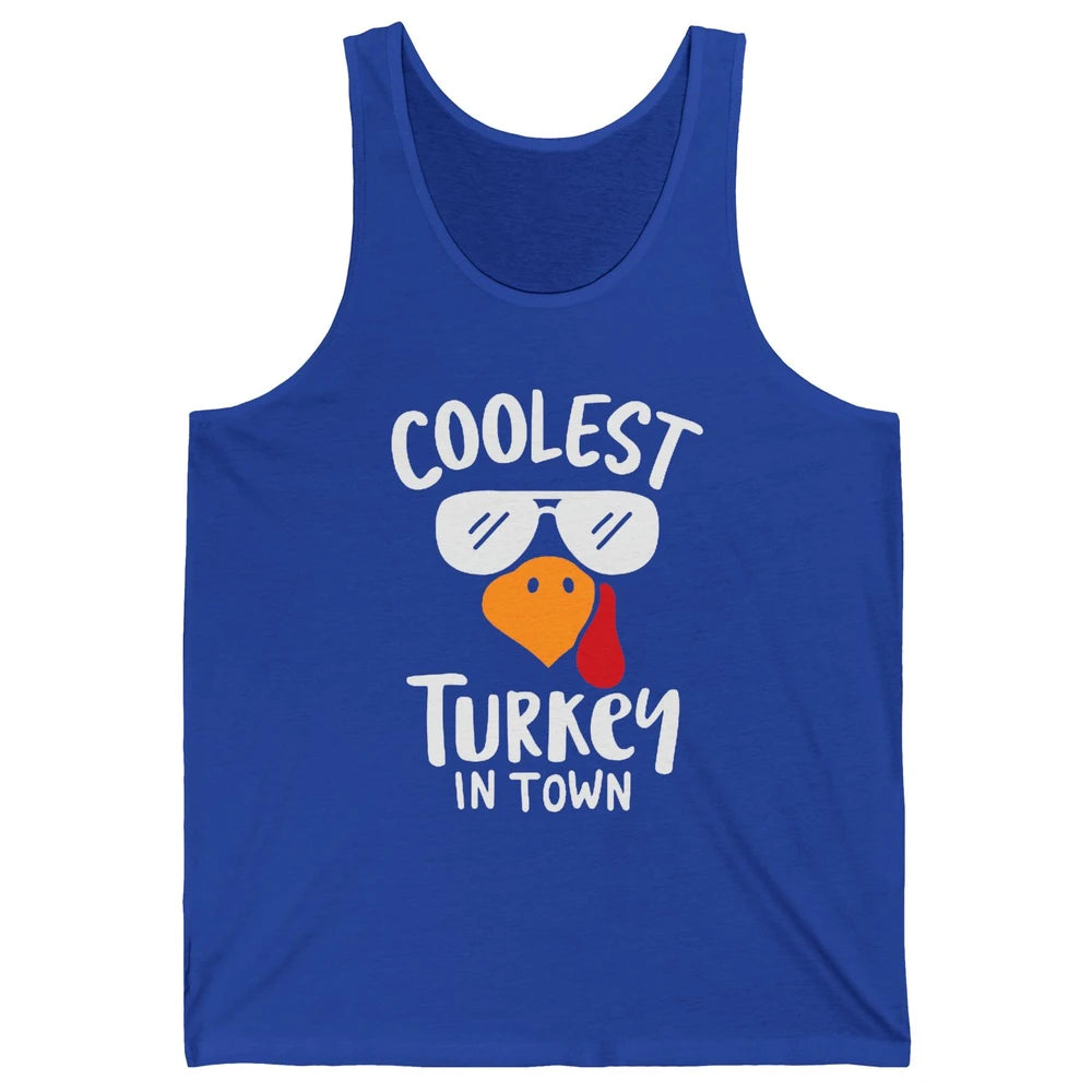 Coolest Turkey in Town Thanksgiving Dinner Funny Turkey Day Unisex Jersey Tank