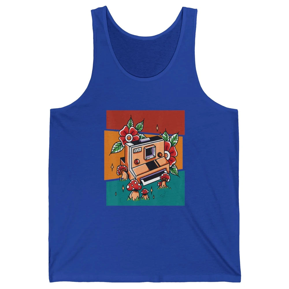 Cute Photography Mushroom Retro Camera Photographer Life Unisex Jersey Tank