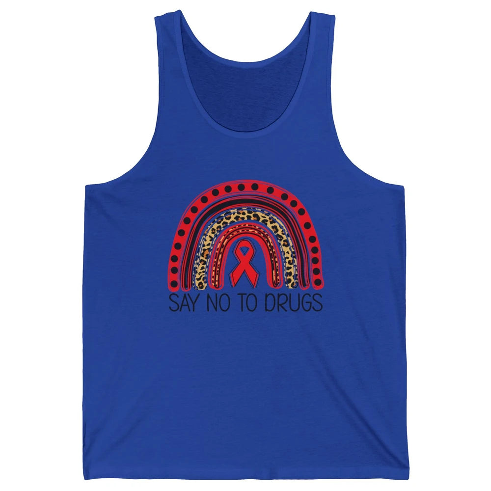 Red Ribbon Week Awareness Leopard Rainbow Say No To Drugs Unisex Jersey Tank