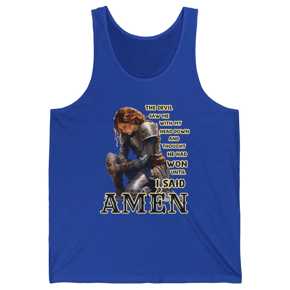 Knight Templar Christian The Devil Saw Me With My Head Down Unisex Jersey Tank