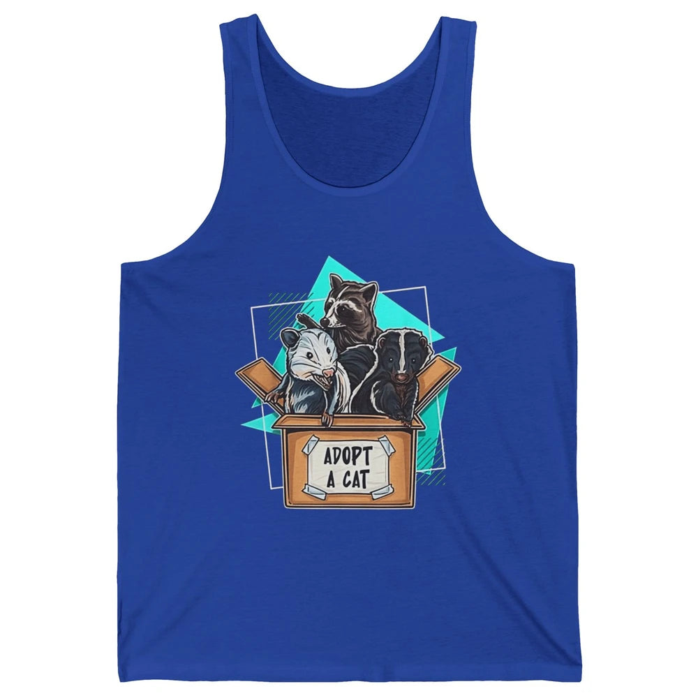 Adopt Forbidden Cats In Box Raccoon Skunks Possum Vaporwave Unisex Jersey Tank