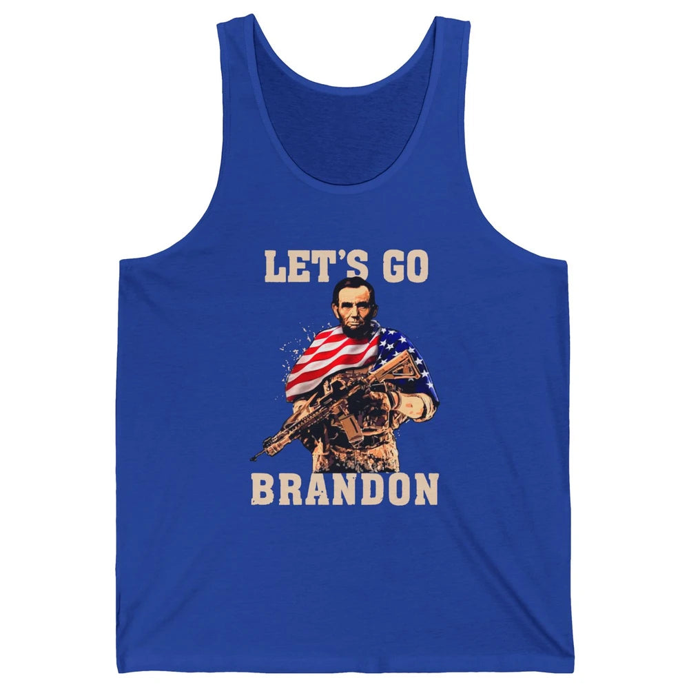 Abraham Lincoln US Flag Lets Go Brandon Conservative Liberal Unisex Jersey Tank