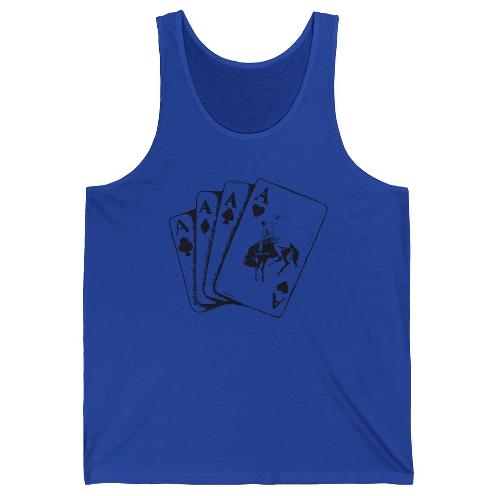 Punchy Cowboy Hold Your Horses Cards Western Country Rodeo Unisex Jersey Tank