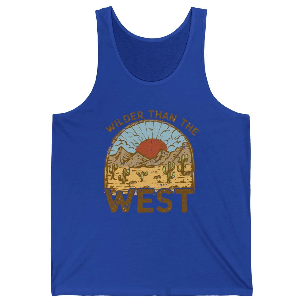 Retro Wilder Than The West Western Country Sunset Desert Unisex Jersey Tank