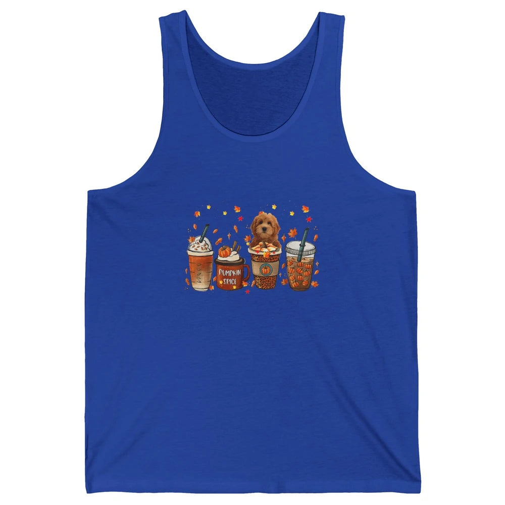 Golden Doodle Dog Fall Coffee Pumpkin Spice Dog Thanksgiving Unisex Jersey Tank