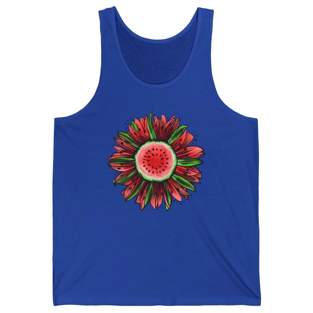 Watermelon Sunflower Summer Peace Love Watermelon Lover Gift Unisex Jersey Tank