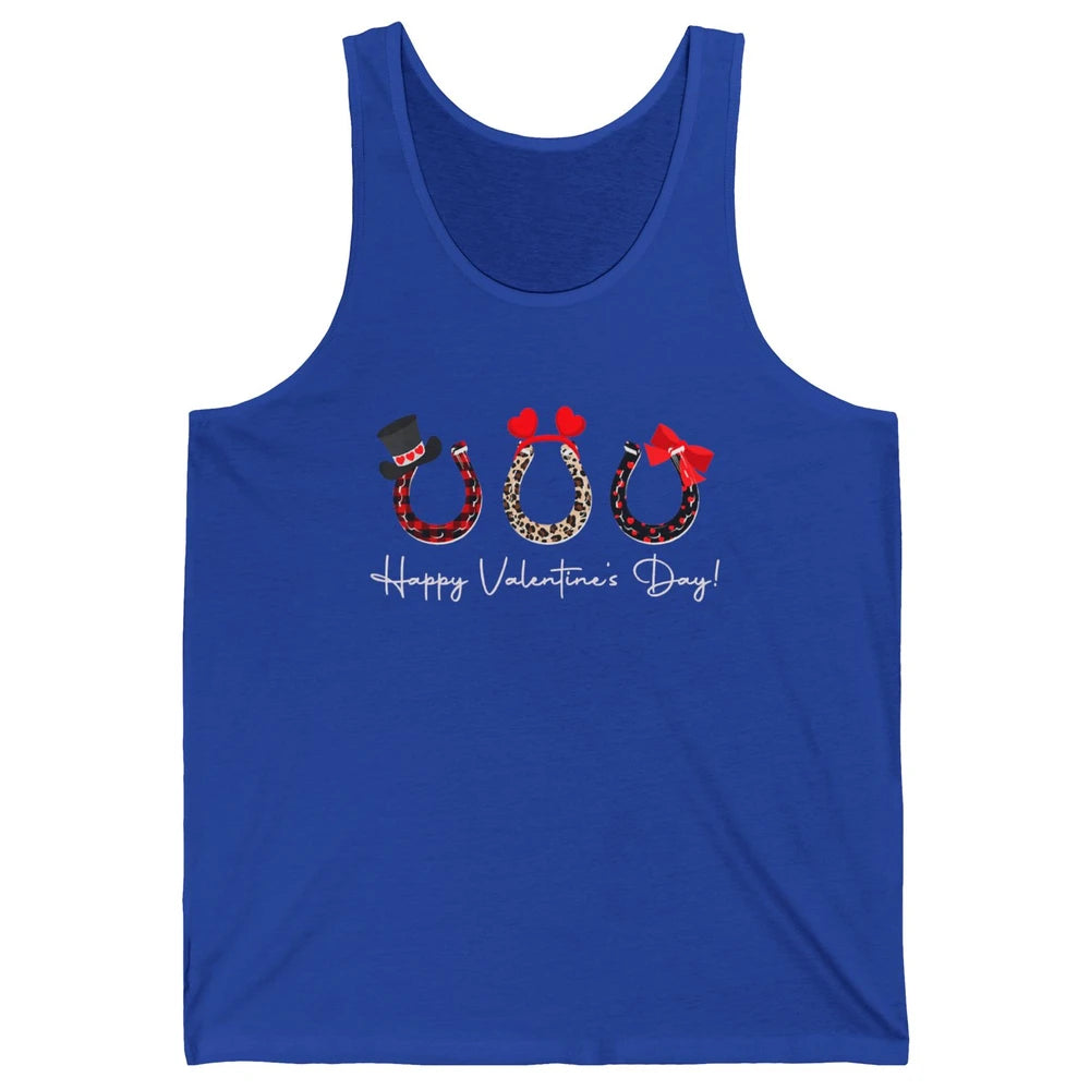 Leopard Red Plaid Heart Love Horseshoes Horse Lover Happy Valentine's Day Unisex Jersey Tank