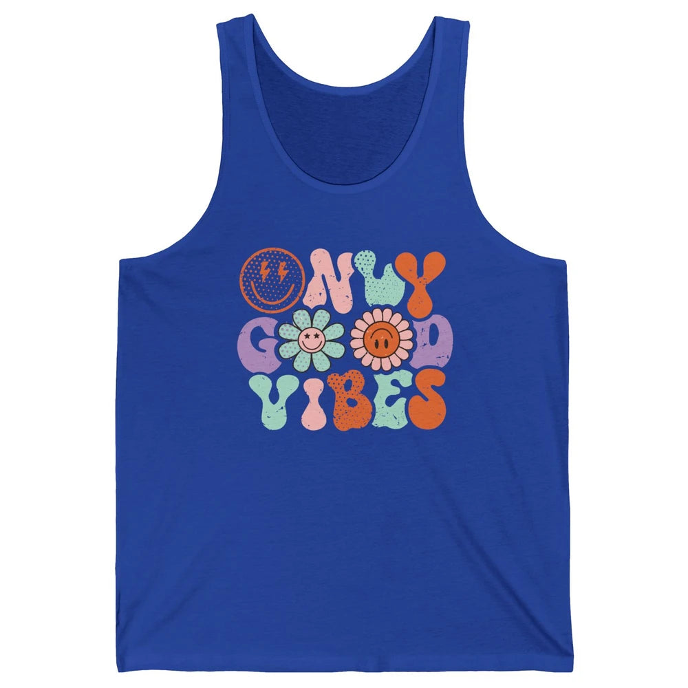 Retro Good Vibes Only Daisy Sunflower Positive Mind And Life Unisex Jersey Tank