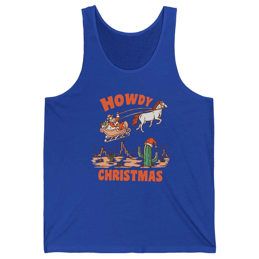 Desert Santa Riding Horse Howdy Christmas Western Country Unisex Jersey Tank