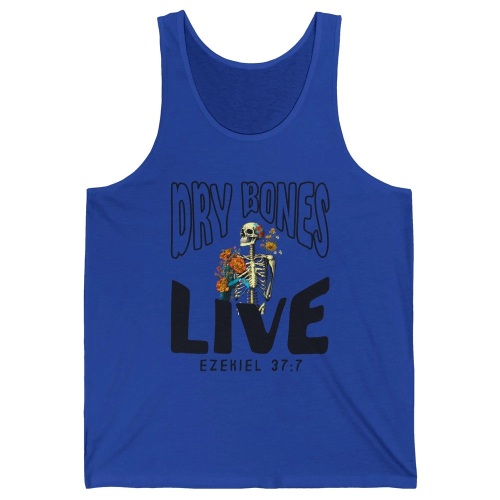 Floral Skeleton Dry Bones Come Alive Christian Halloween Unisex Jersey Tank