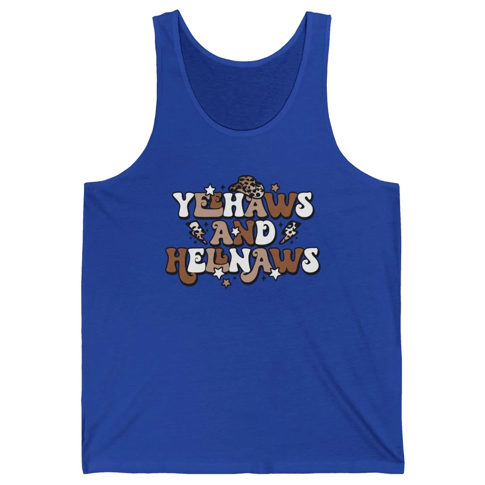 Leopard Yeehaws & Hellnaw Western Country Cowgirl Cowboy Hat Unisex Jersey Tank