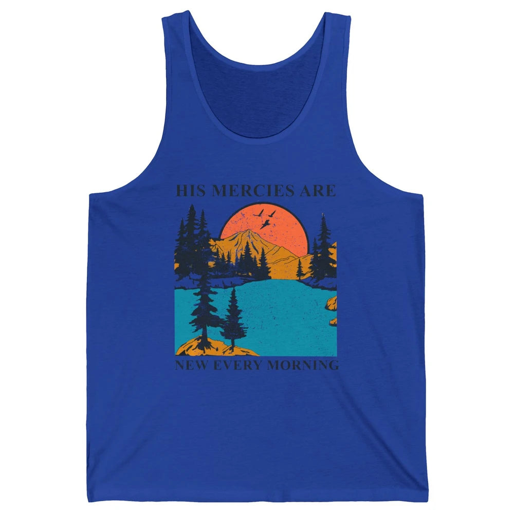 Retro Mountain His Mercies Are New Every Morning Christian Unisex Jersey Tank
