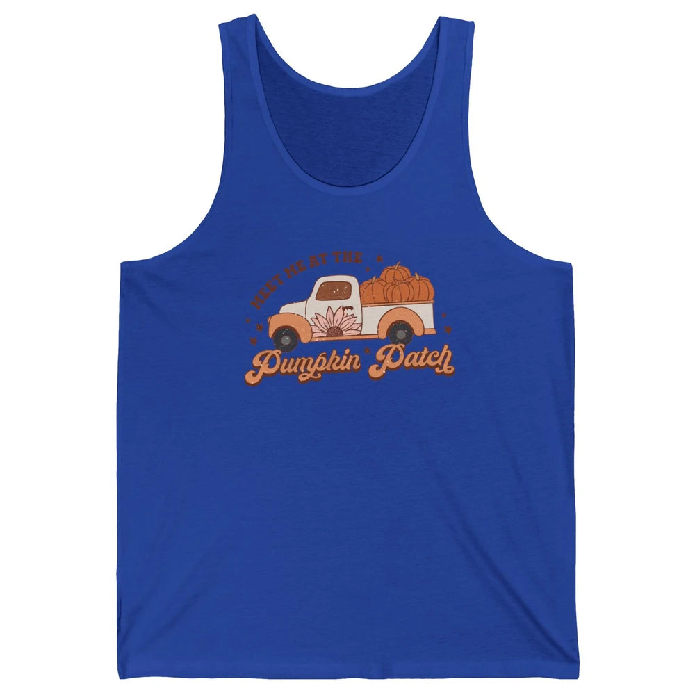 Retro Pumpkin Truck Meet Me At Pumpkin Patch Fall Halloween Unisex Jersey Tank