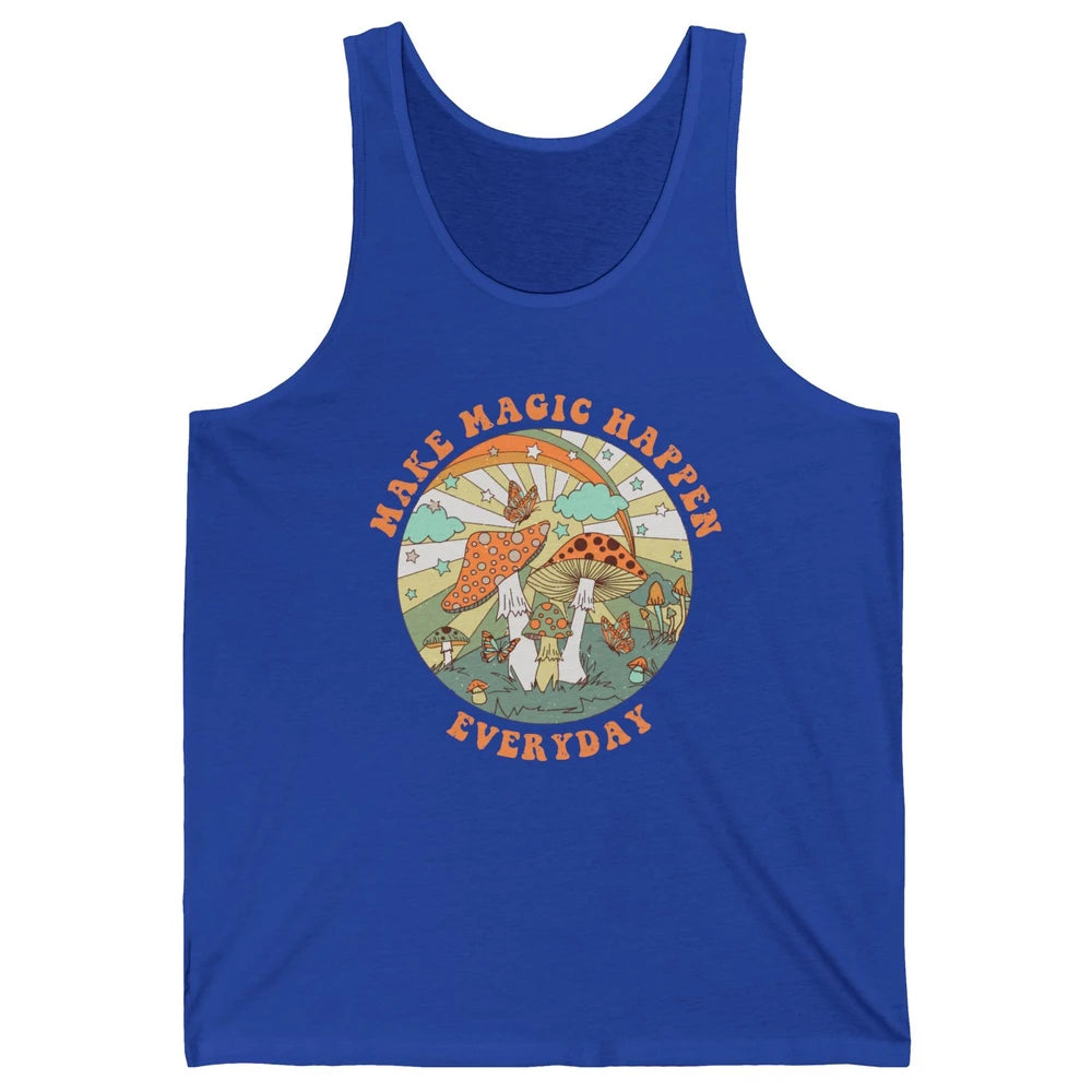 Retro Groovy Make Magic Happen Mushroom Hippie Botanical Unisex Jersey Tank