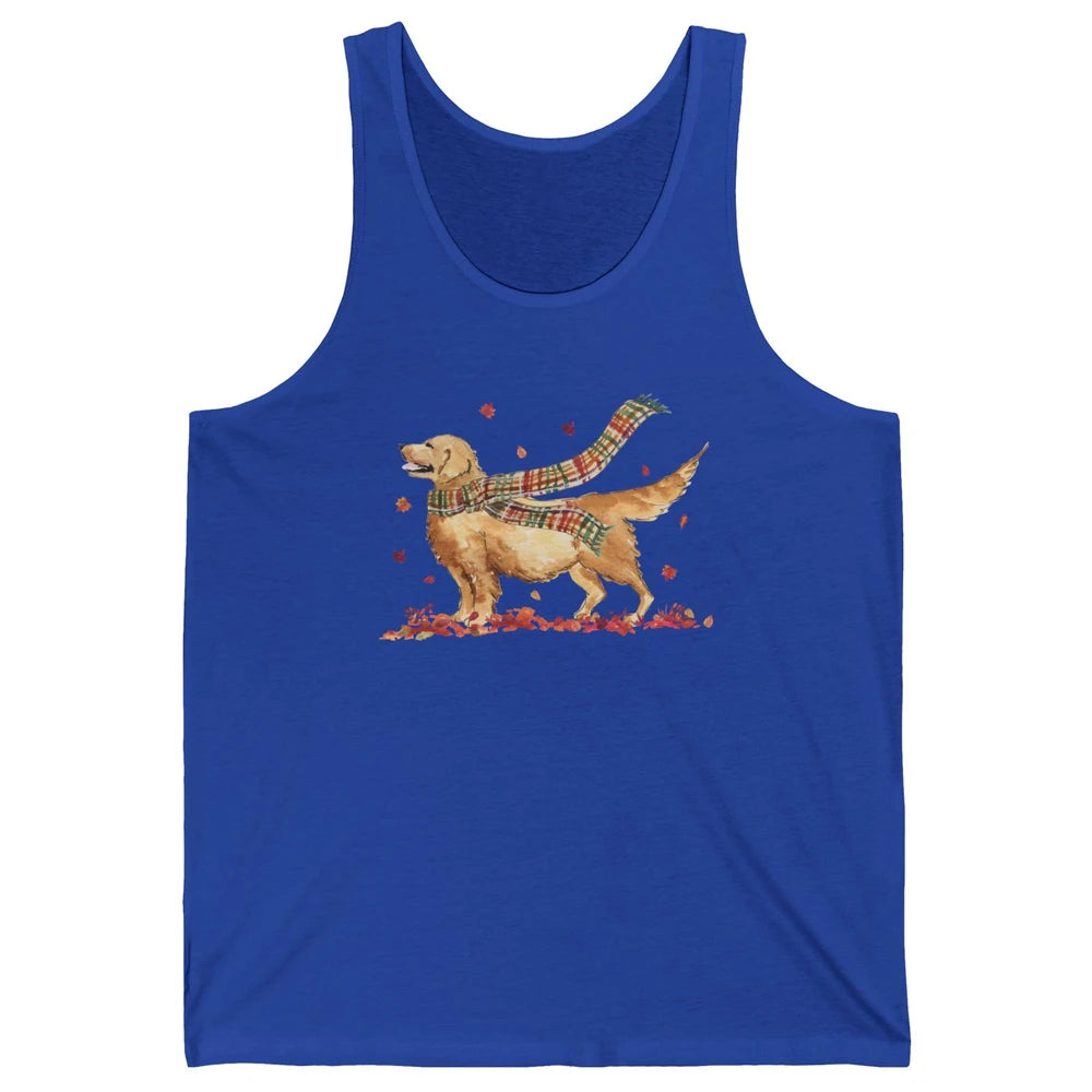 Funny Golden Retriever Autumn Falling Leaves Halloween Fall Unisex Jersey Tank
