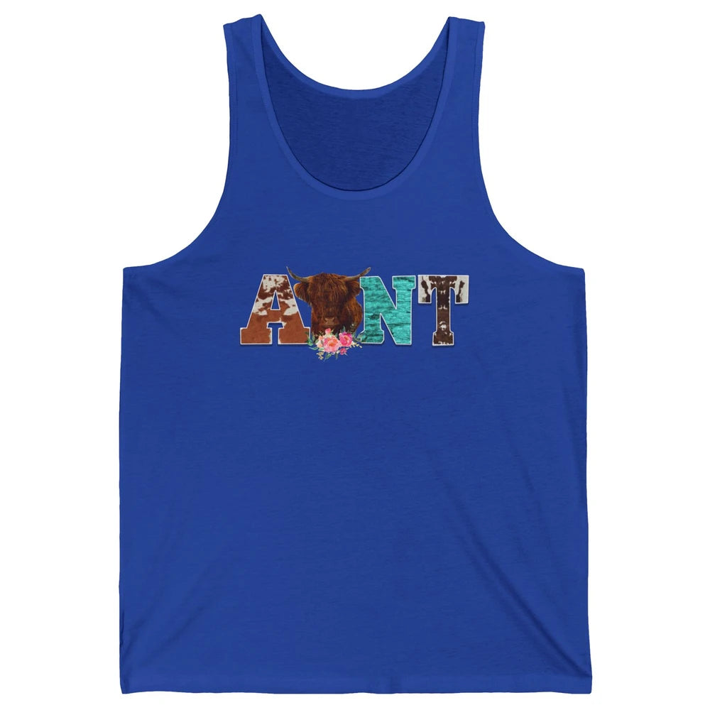 Cowhide Highland Cow Aunt Cow Western Country Heifer Auntie Unisex Jersey Tank
