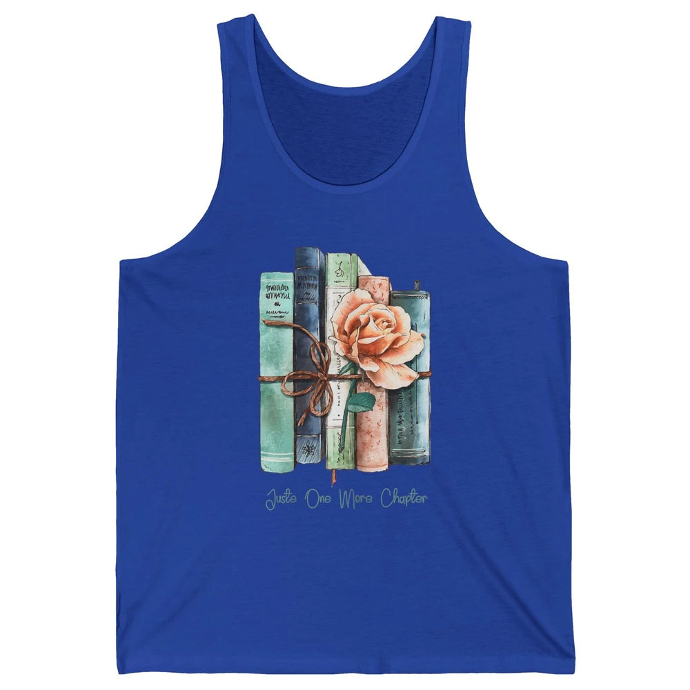 Just One More Chapter Minimalist Floral Book Page Aesthetic Unisex Jersey Tank