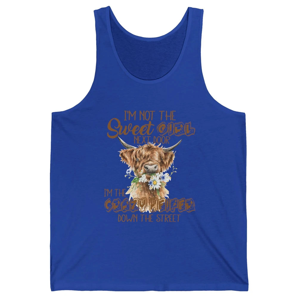 Floral Baby Highland Cow Bandana Not Today Heifer Cow Farmer Unisex Jersey Tank