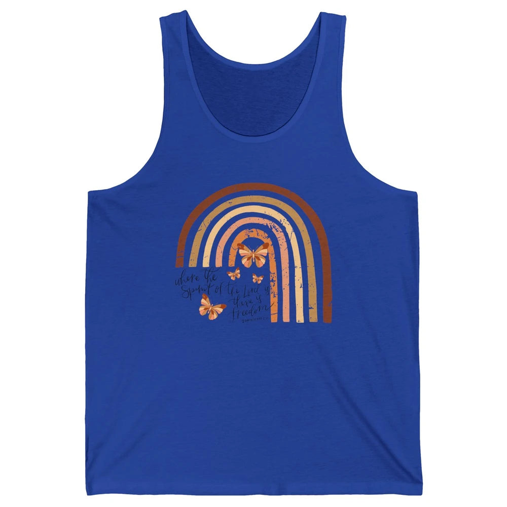 Retro Rainbow Christian Where Spirit Of The Lord Is Bible Unisex Jersey Tank