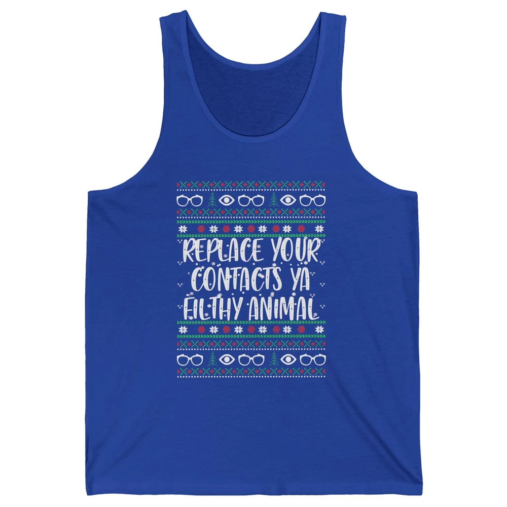 Optometry Christmas Tree Eyeglasses Replace Ya Contacts Ugly Unisex Jersey Tank