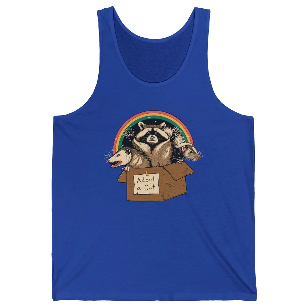 Adopt Forbidden Cats In Box Raccoon Skunks Possum Cat Lovers Unisex Jersey Tank