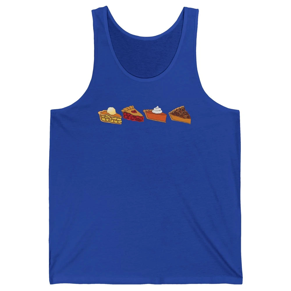 Retro Thanksgiving Pies Pumpkin Pie Pecan Pie Apple Pie Fall Unisex Jersey Tank