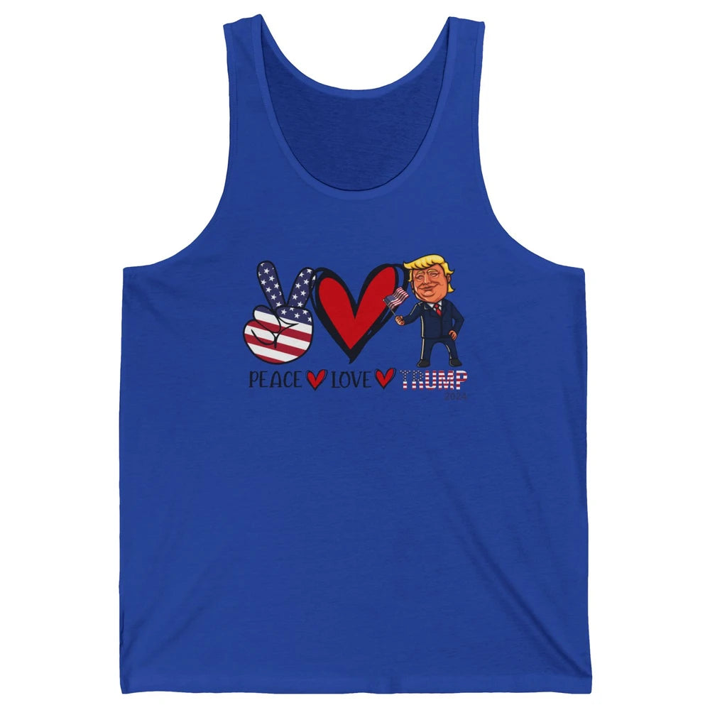Peace Love Trump 2024 US Flag President Trump Return Support Unisex Jersey Tank