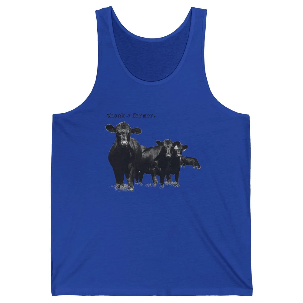Funny Cow Gang Thank A Farmer Farm Animals Cattles Western Unisex Jersey Tank