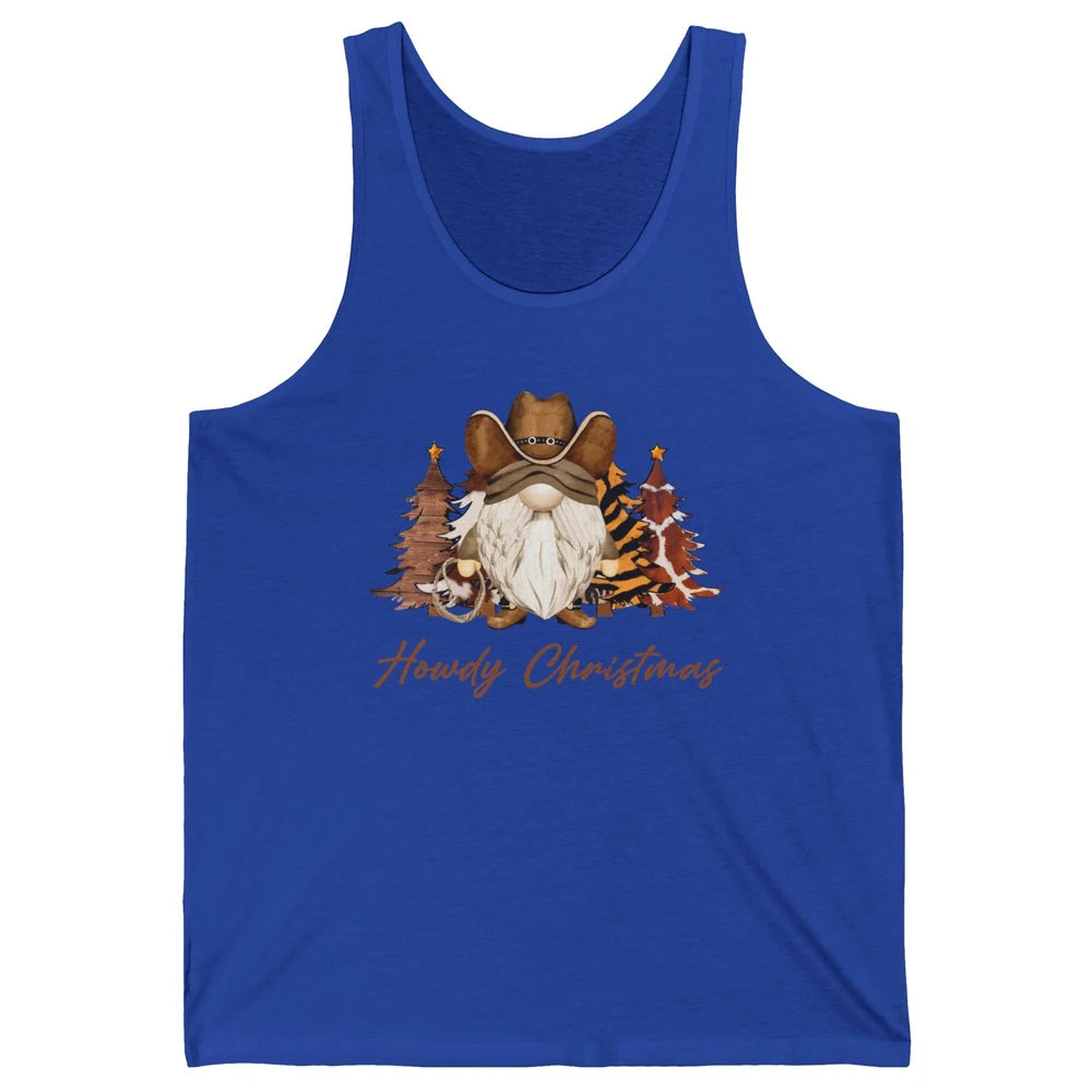 Retro Leopard Cowboy Gnome Howdy Christmas Western Holiday Unisex Jersey Tank
