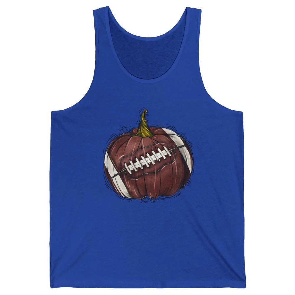 Football Pumpkin Tis The Season Fall Leaves Autumn Halloween Unisex Jersey Tank