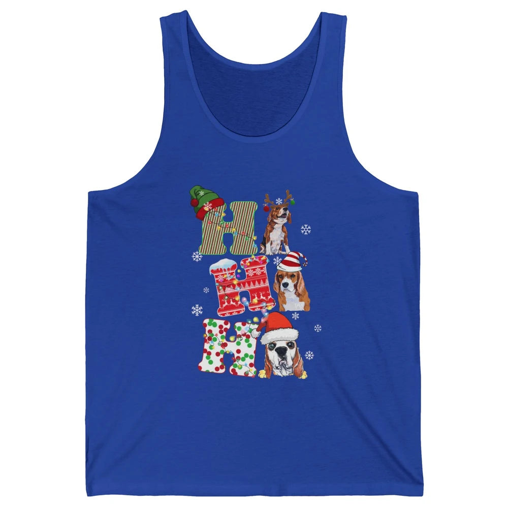 Funny Beagle Christmas Light Santa Beagle Reindeer Snowflake Unisex Jersey Tank