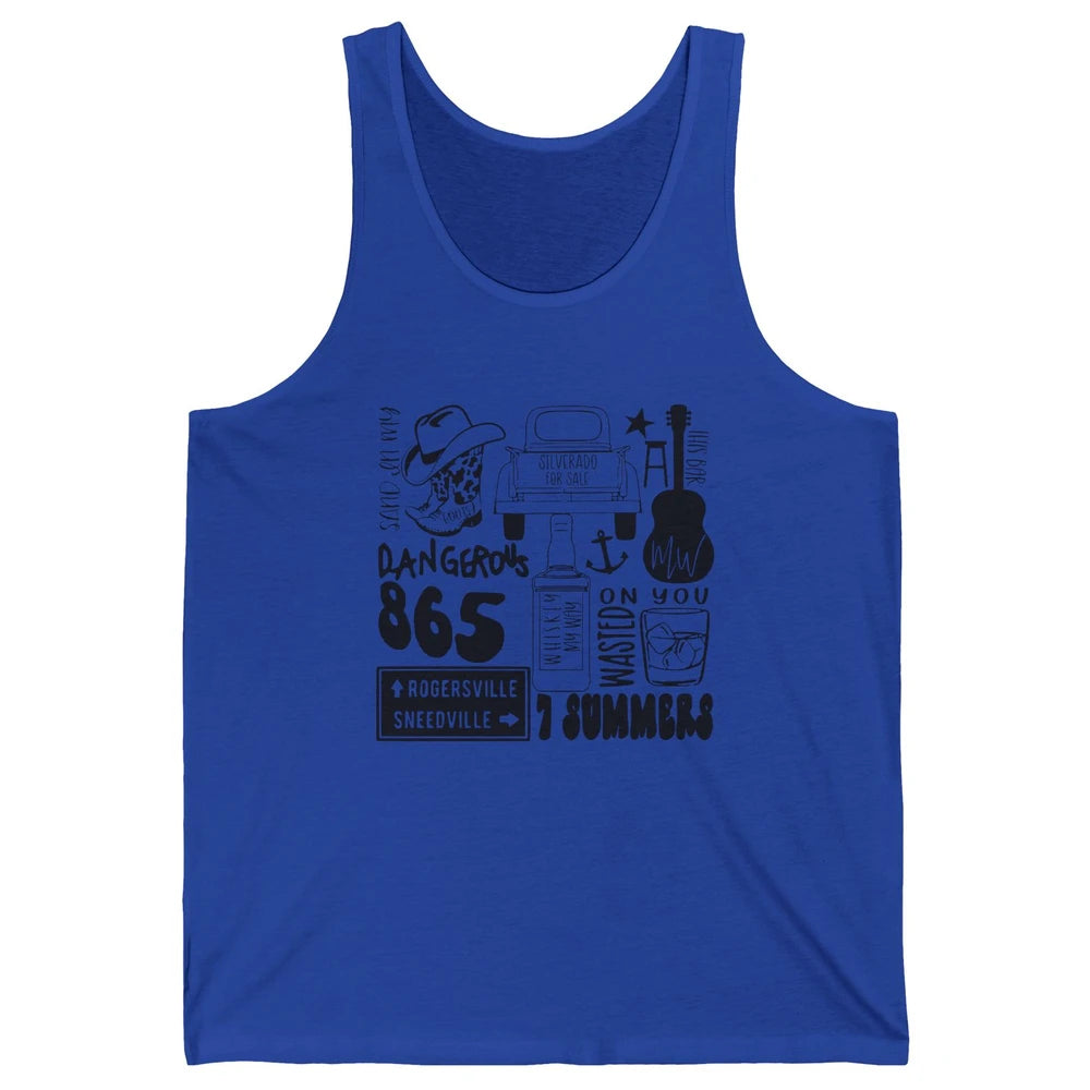 Retro Cowboy Boot Hat Sand In My Boots Western Country Music Unisex Jersey Tank