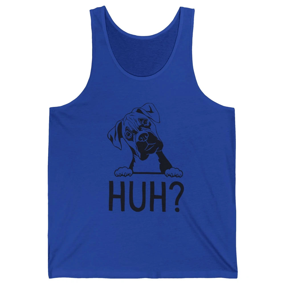 Funny Boxer Dog Black White Huh? Dog Boxer Lovers Gift Unisex Jersey Tank
