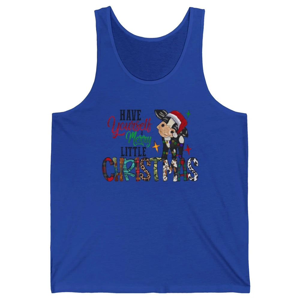 Cow Santa Have Yourself Merry Little Christmas Western Xmas Unisex Jersey Tank