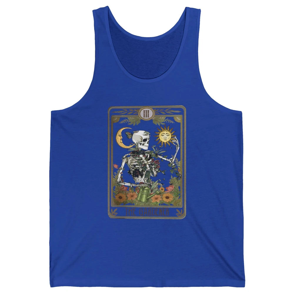 Floral Skeleton Gardening Tarot The Gardener Plant Lovers Unisex Jersey Tank