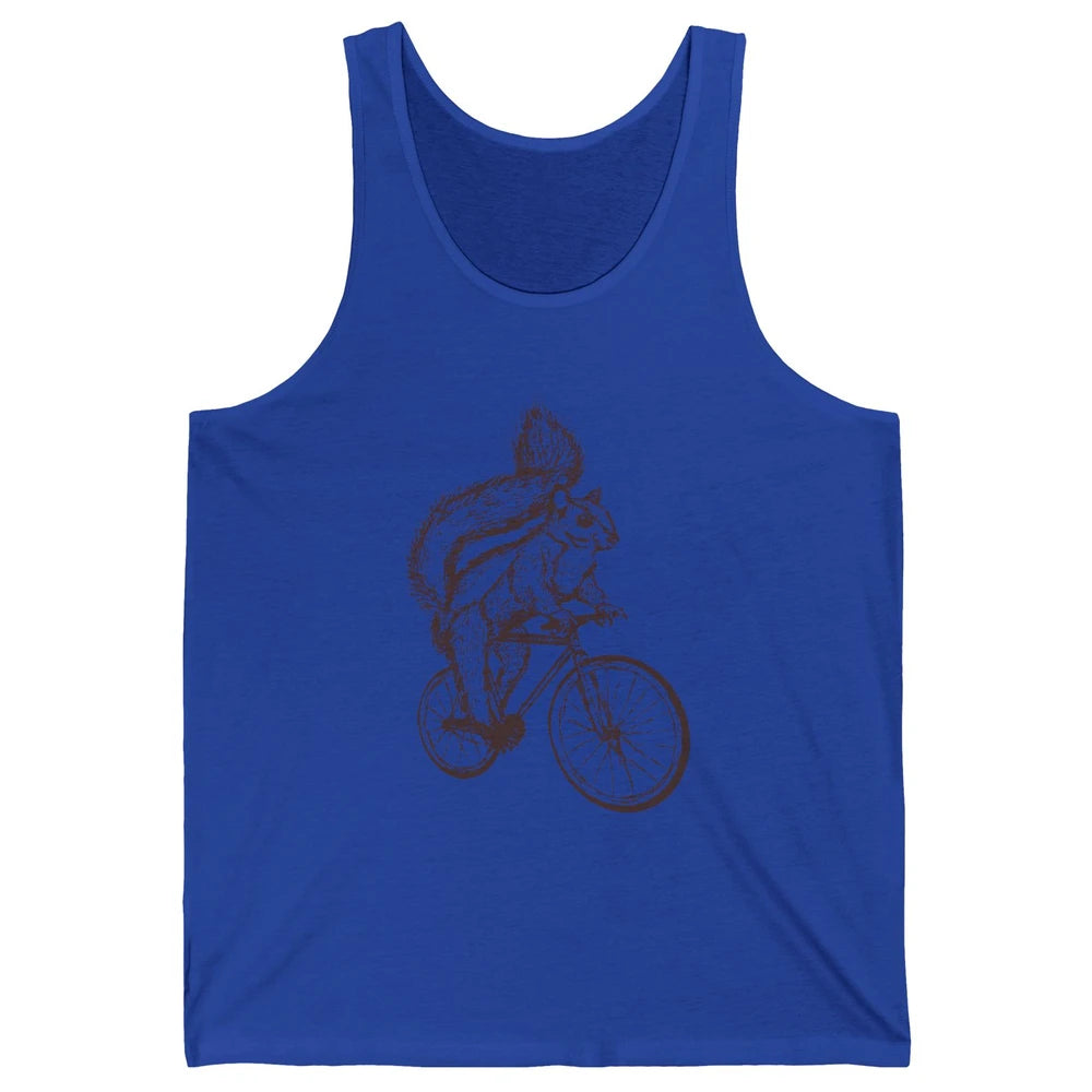 Funny Squirrel Riding A Bicycle Drawn Bike Squirrel Lovers Unisex Jersey Tank