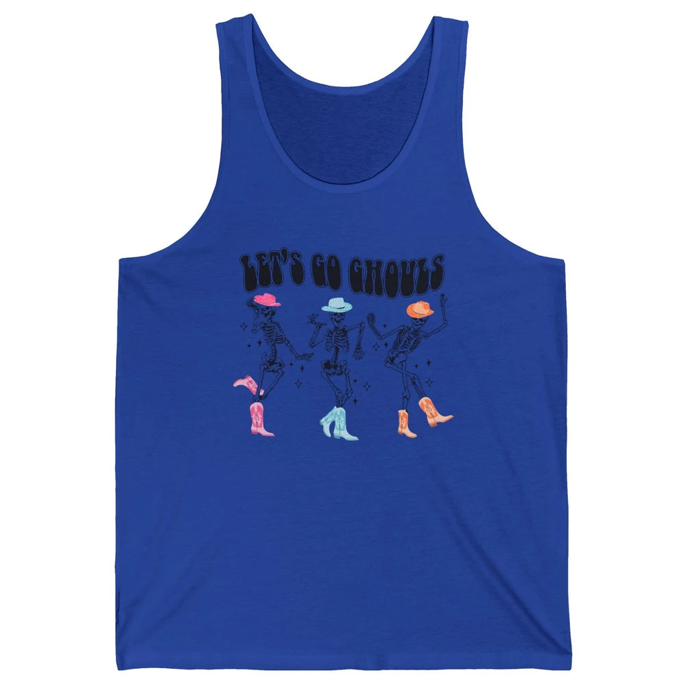 Dancing Skeleton Cowboy Let's Go Ghouls Western Halloween Unisex Jersey Tank