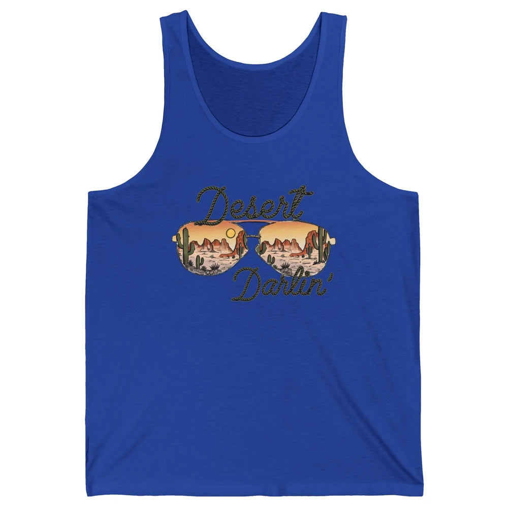 Retro Desert Darling Cactus Glasses Western Country Cowboy Unisex Jersey Tank