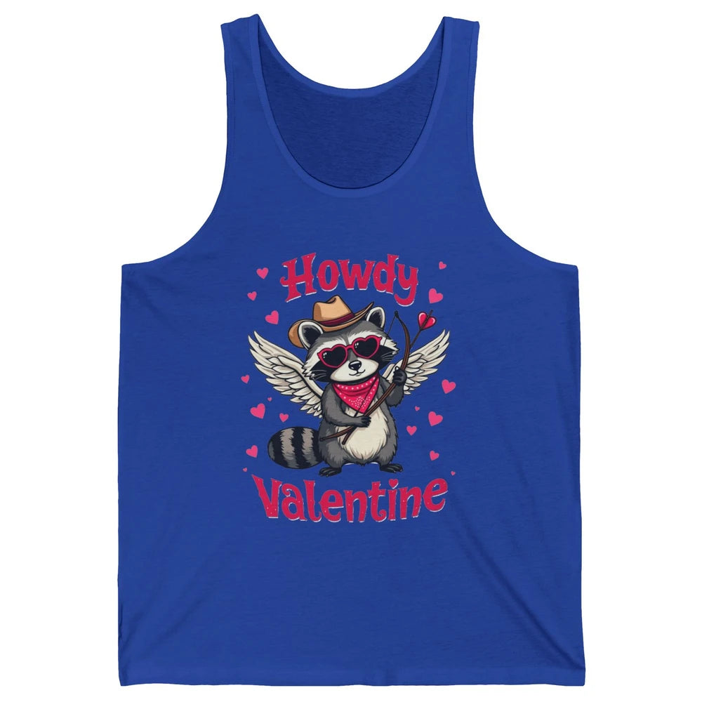 Howdy Valentine Cowboy Hat Cupid Raccoon Funny Opossum Love Heart Cute Western Possum Rodeo Unisex Jersey Tank