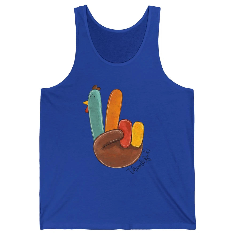 Funny Turkey Peace Sign Thankful Thanksgiving Gift Halloween Unisex Jersey Tank