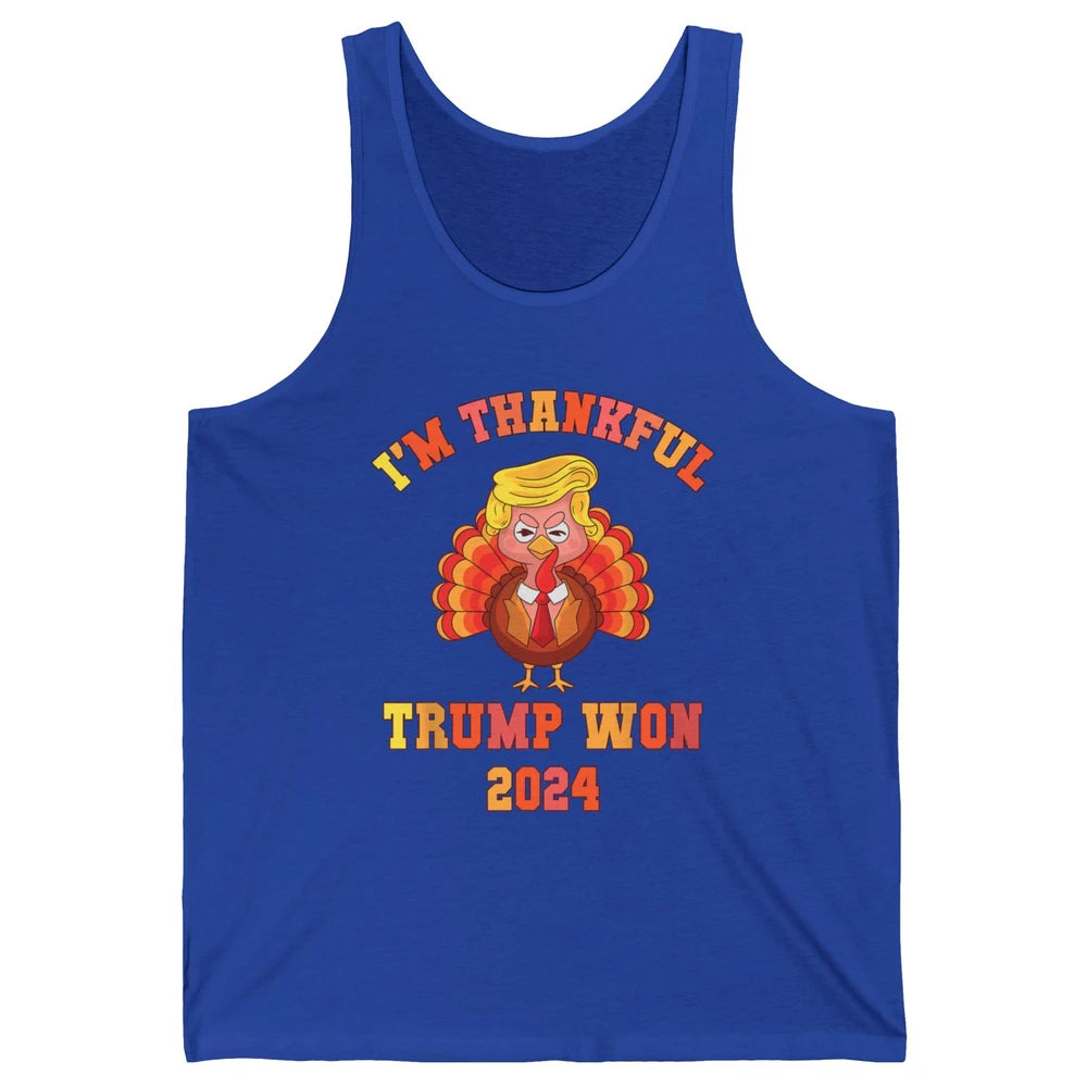 Funny Donald Trump Make Thanksgiving Great Again Thankful Trump Won Republican Unisex Jersey Tank