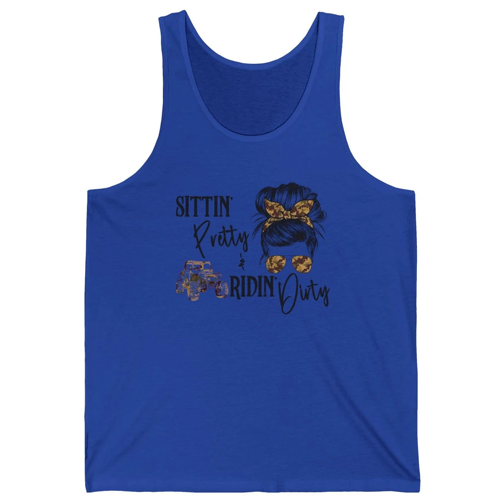 Messy Bun Mom Sunglasses UTV Offroad SXS Life Riding Girl Unisex Jersey Tank