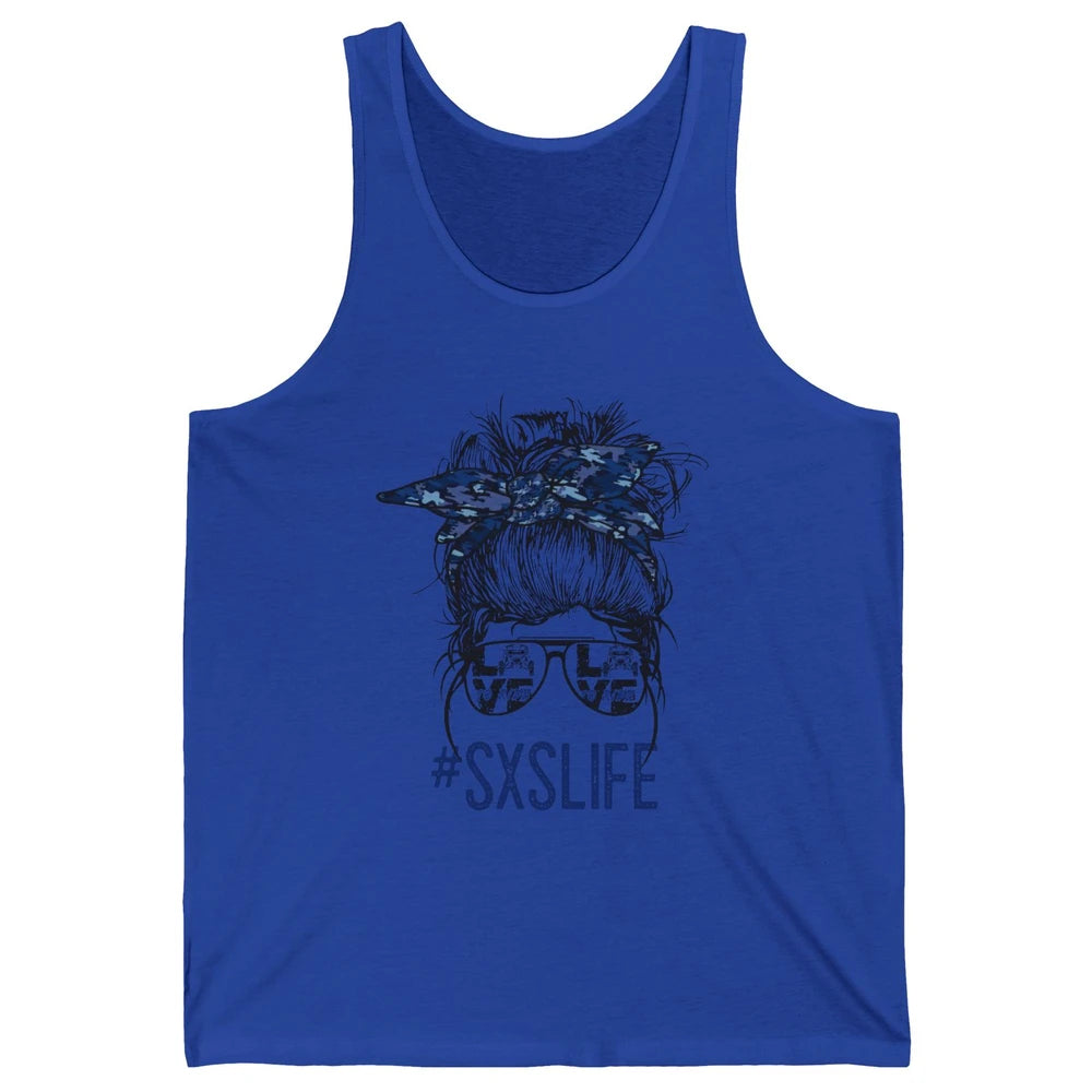 Messy Bun Hair SXS Life Side By Side Riders Girl Riding Gift Unisex Jersey Tank